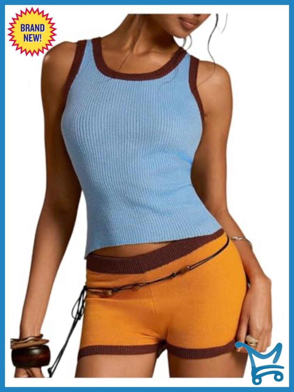 Women's 2 Piece Summer Outfits Sleeveless Knit Tank Top and Shorts Matching Set